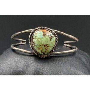 Navajo Variscite Cuff Bracelet in Sterling Setting signed